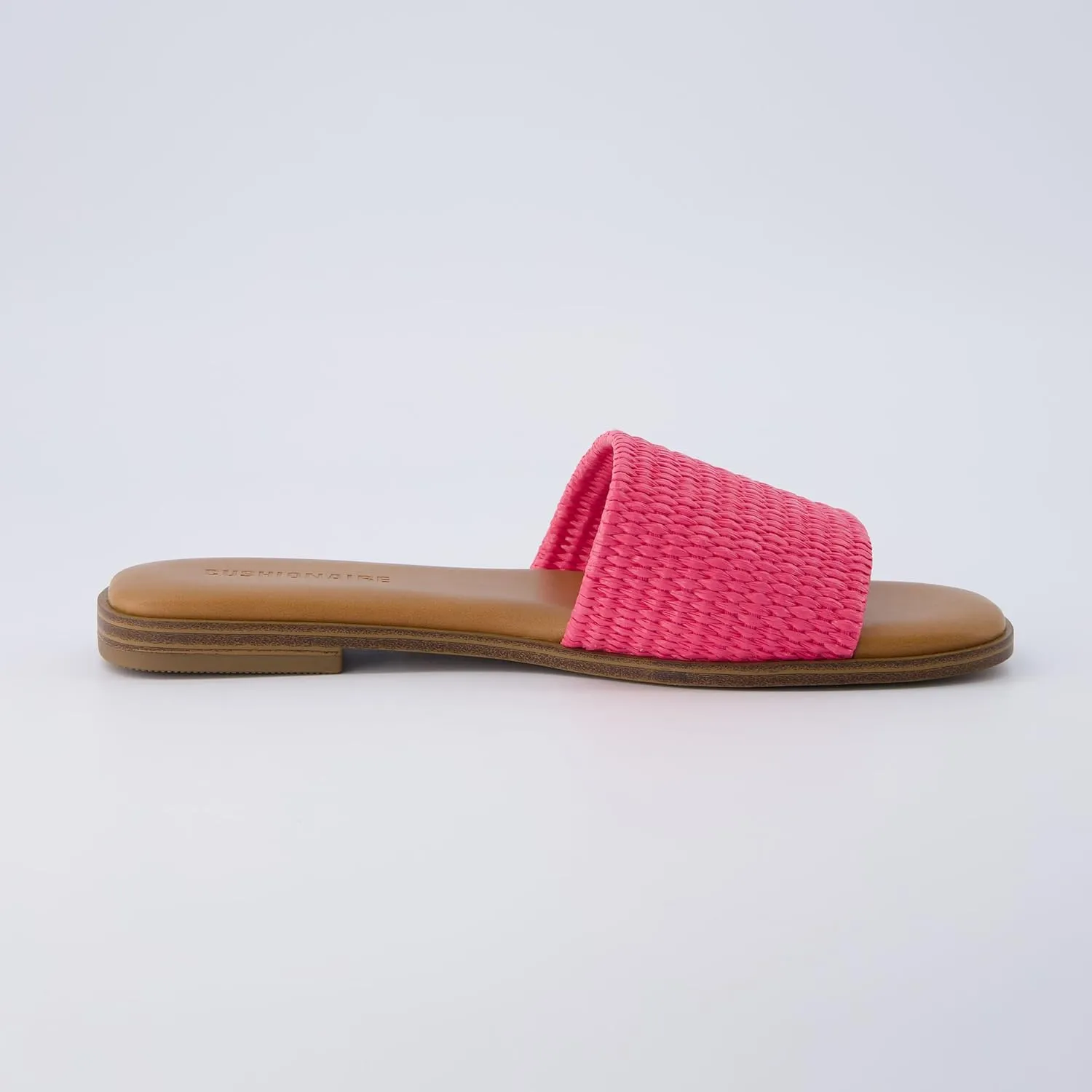 CUSHIONAIRE Women's Sesame raffia slide sandal  Memory Foam, Wide Widths Available