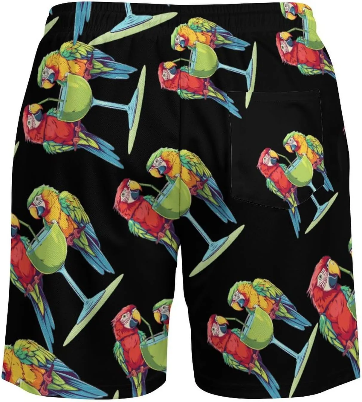 Cute Parrot Bird Men's Swim Trunks Quick Dry Board Shorts Swimwear Beach Shorts with Compression Liner