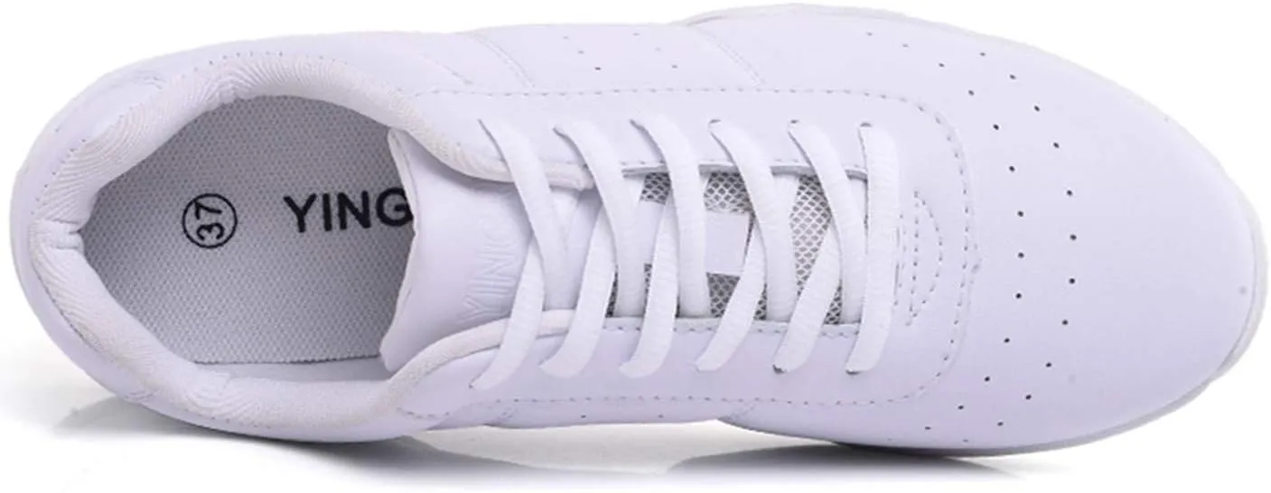 DADAWEN Adult & Youth White Cheerleading Shoe Athletic Sport Training Competition Tennis Sneakers Cheer Shoes