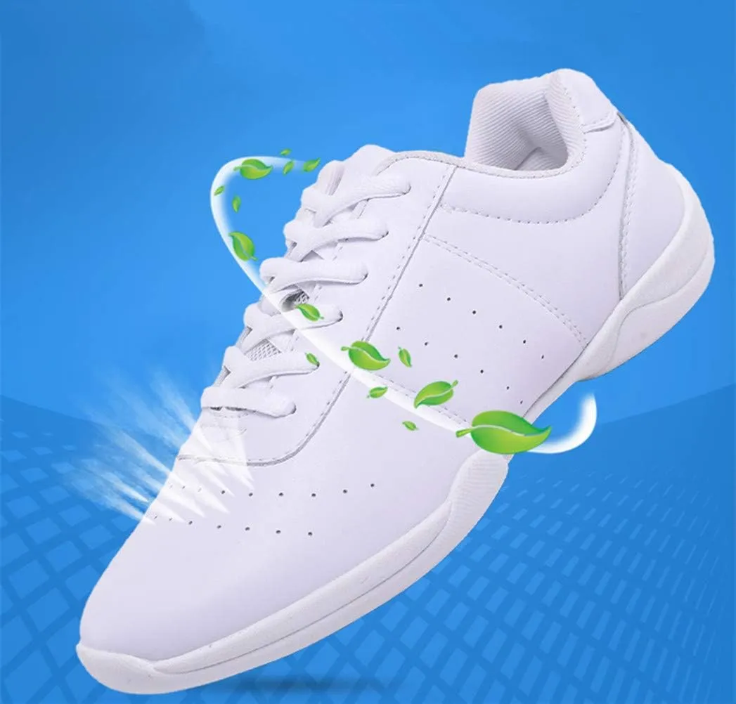 DADAWEN Adult & Youth White Cheerleading Shoe Athletic Sport Training Competition Tennis Sneakers Cheer Shoes