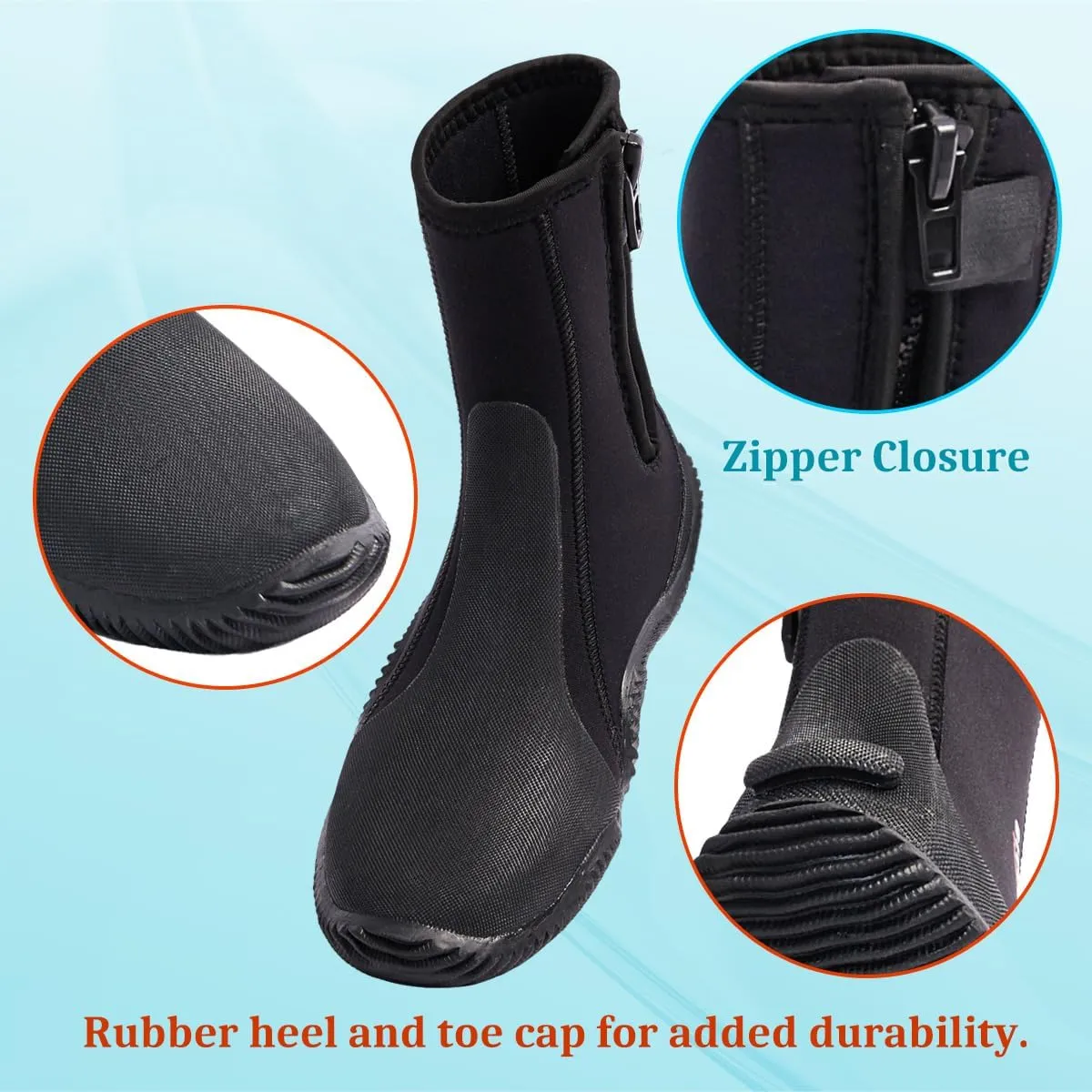 Dive Boots with Anti-Slip Sole 5mm Neoprene Diving Boots Water Boots for Men Women Neoprene Bootie for Snorkeling Scuba Diving Surfing Rafting Windsurfing