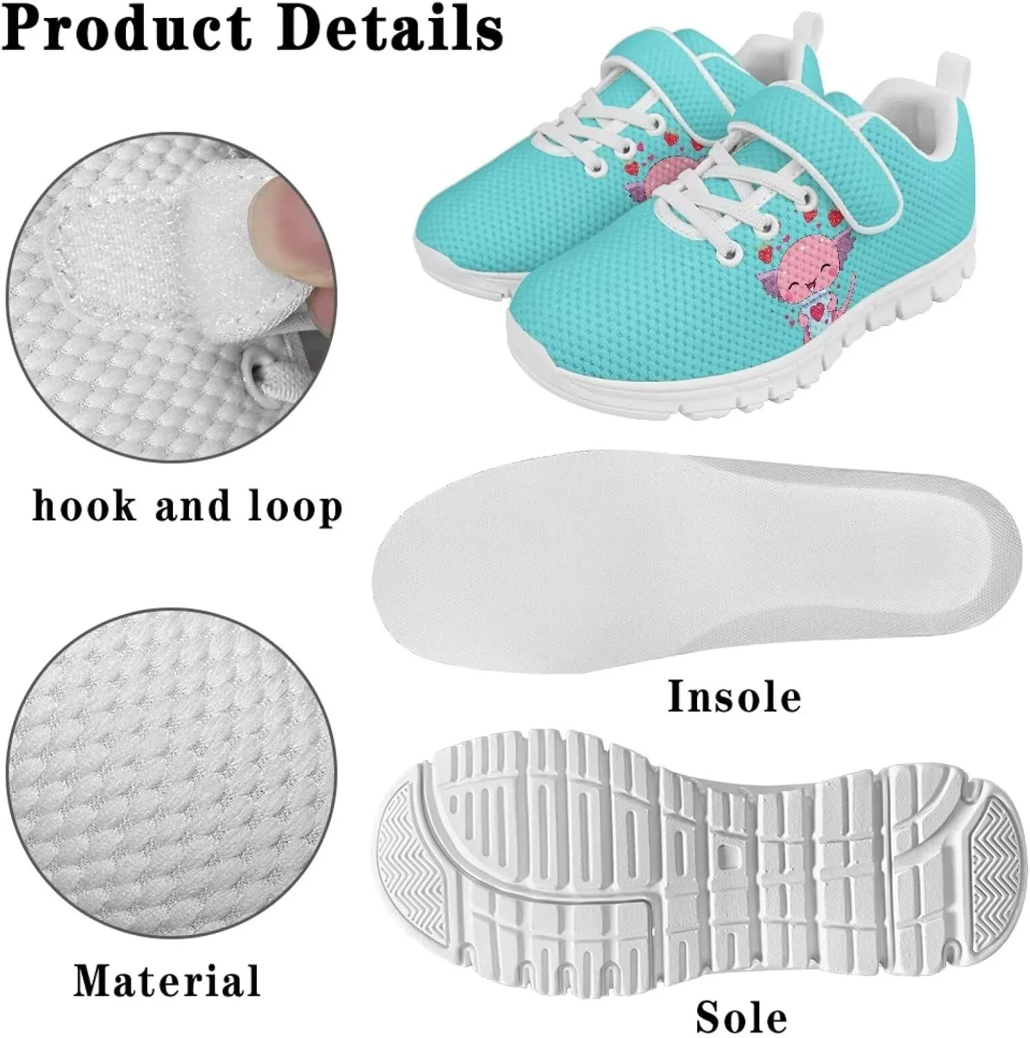 Doojoayie Little Girl Tennis Shoes School Sneakers for Girls Hook and Loop Footwear