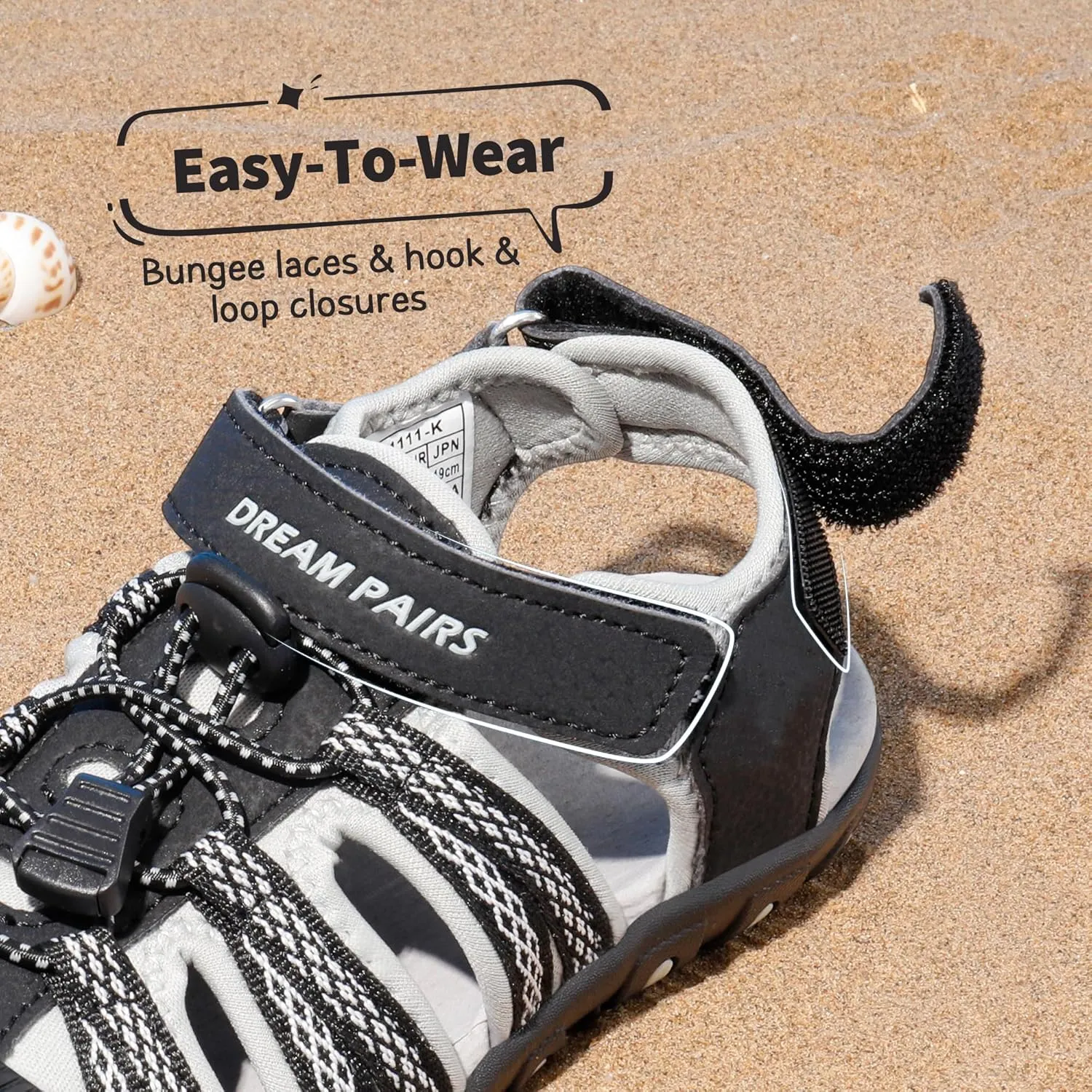 DREAM PAIRS Boys Girls Summer Outdoor Athletic Sport Sandals Hiking Beach Casual Closed Toe Adjustable Multicolor for Toddler/Little/Big Kids