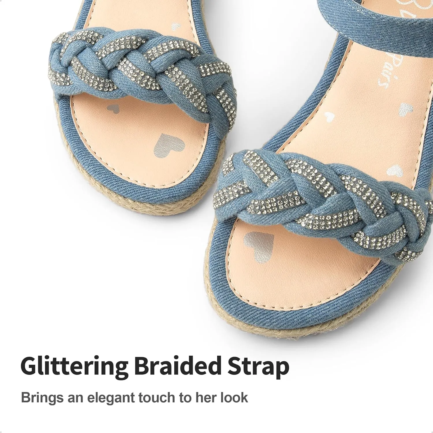 DREAM PAIRS Girls Espadrille Flatform Platform Wedge Open Toe Summer Sandals for Little Kid, Big Kid, Casual, Vacation or Formal Use