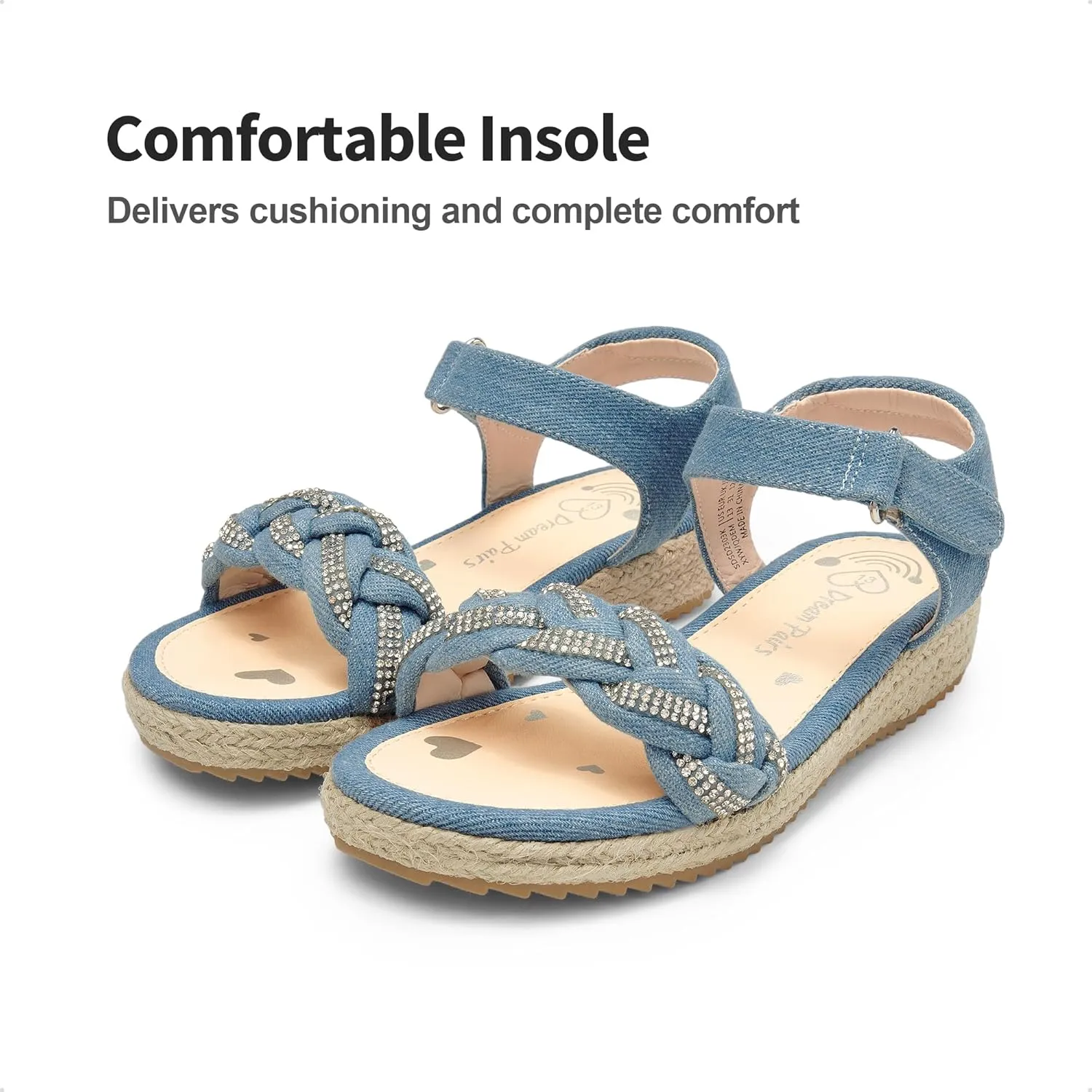 DREAM PAIRS Girls Espadrille Flatform Platform Wedge Open Toe Summer Sandals for Little Kid, Big Kid, Casual, Vacation or Formal Use