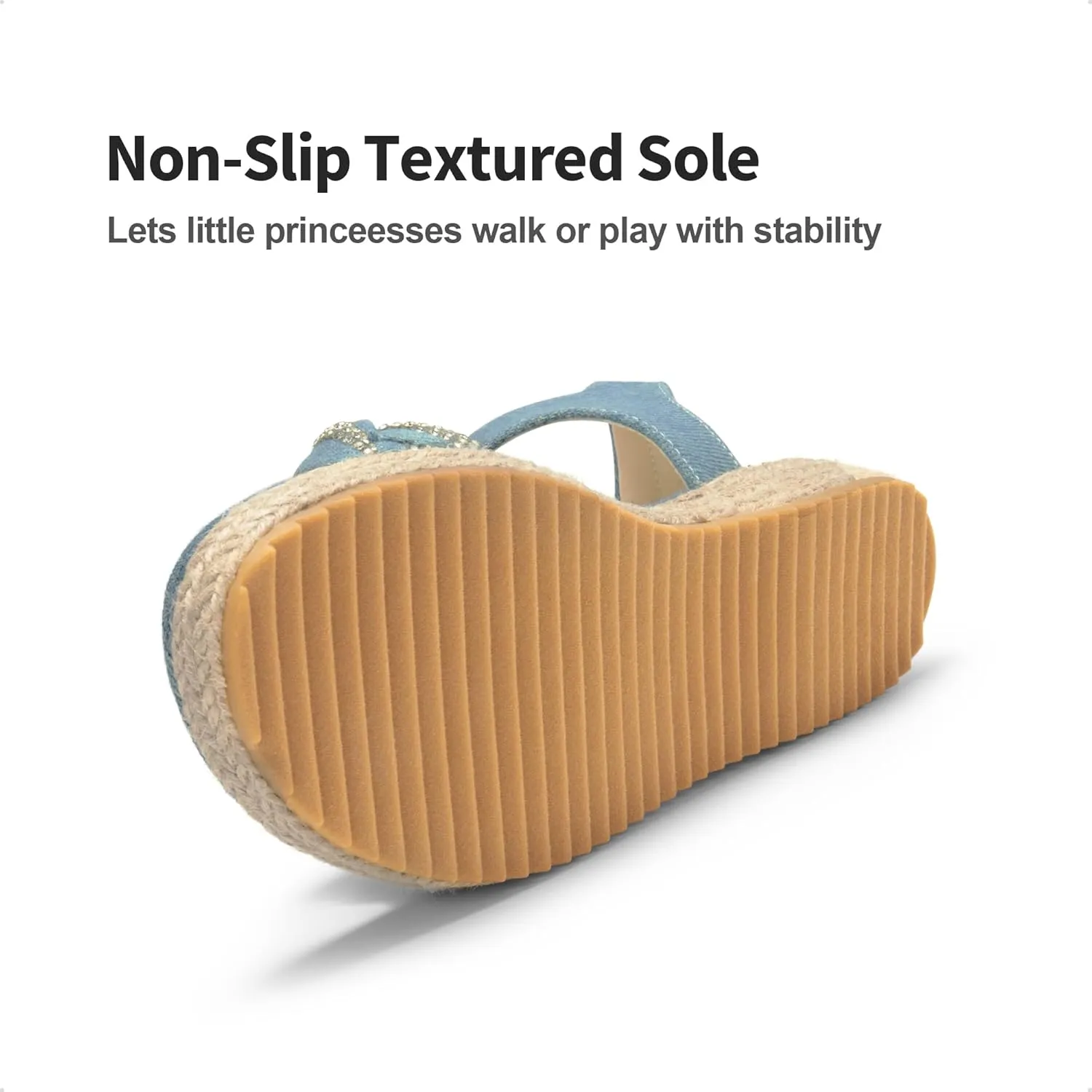 DREAM PAIRS Girls Espadrille Flatform Platform Wedge Open Toe Summer Sandals for Little Kid, Big Kid, Casual, Vacation or Formal Use