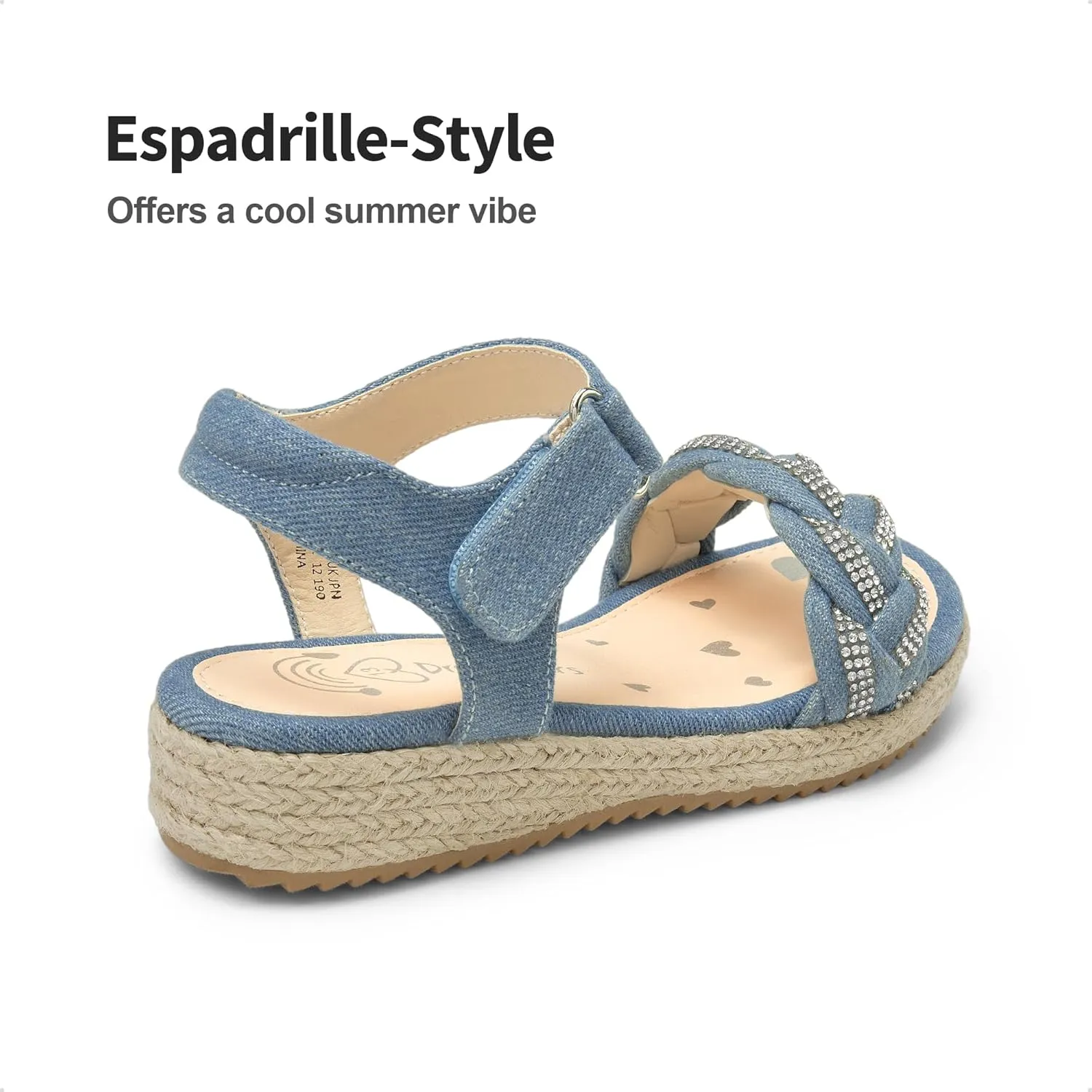 DREAM PAIRS Girls Espadrille Flatform Platform Wedge Open Toe Summer Sandals for Little Kid, Big Kid, Casual, Vacation or Formal Use