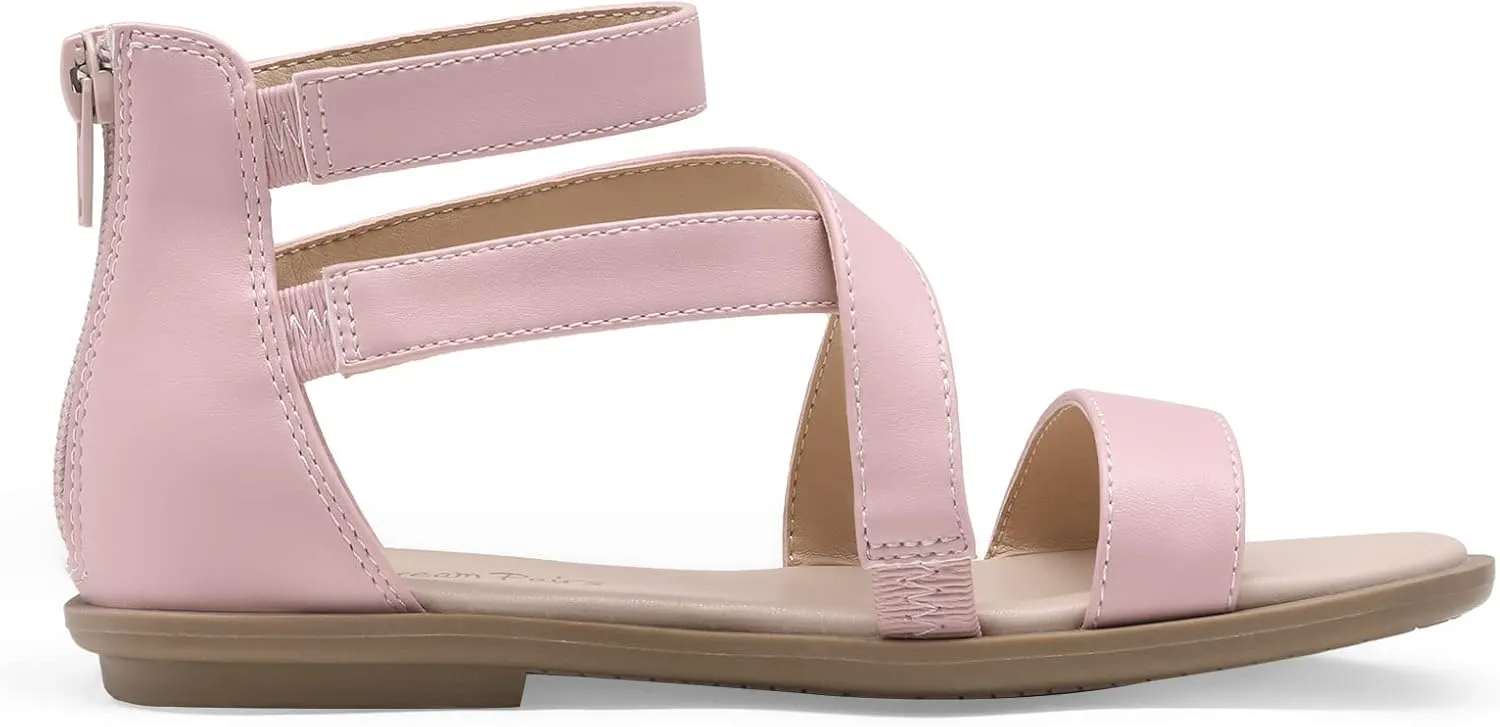 DREAM PAIRS Girls Gladiator Sandals with Zipper Strappy Sandals Toddler/Little Kid/Big Kid