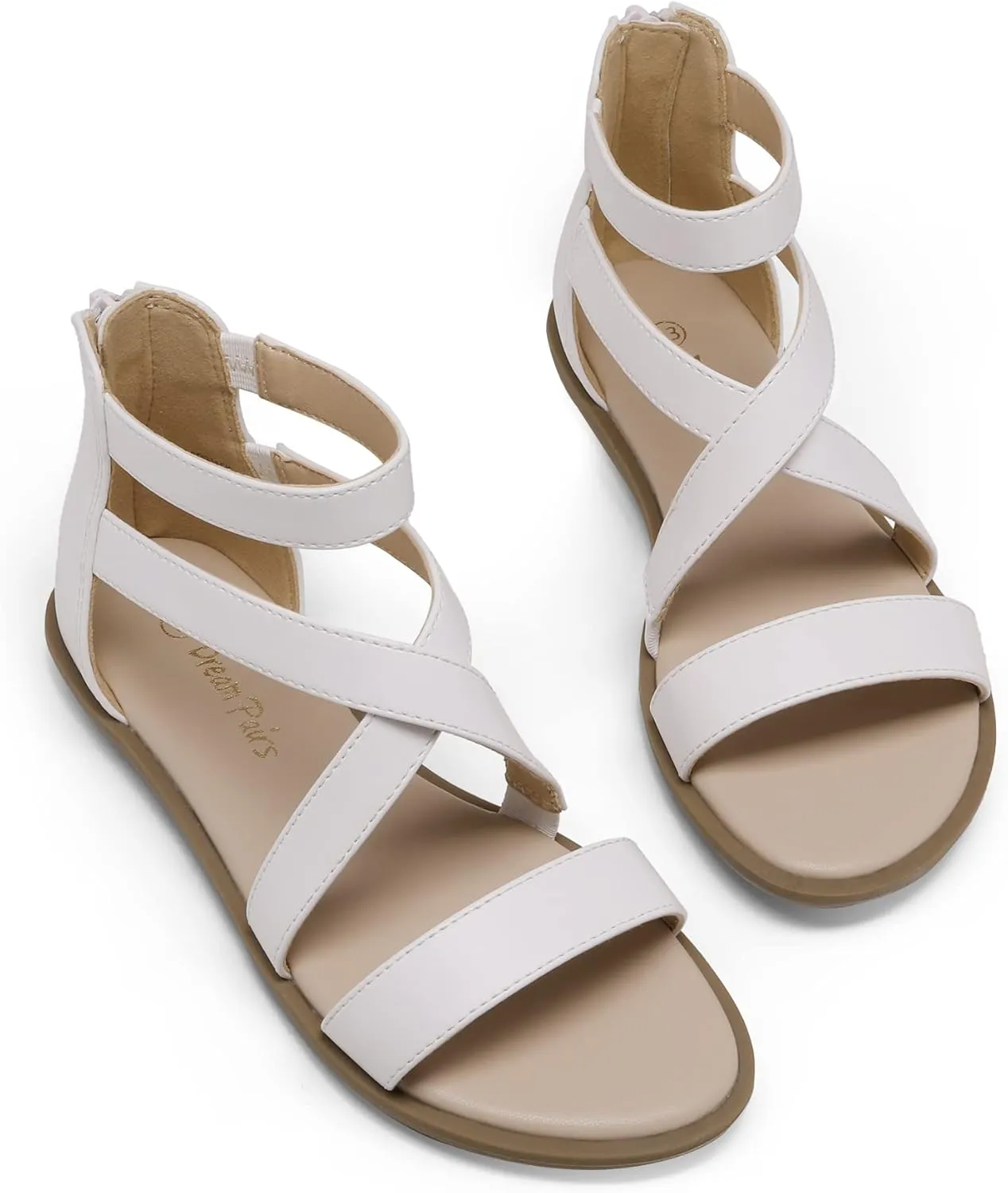 DREAM PAIRS Girls Gladiator Sandals with Zipper Strappy Sandals Toddler/Little Kid/Big Kid