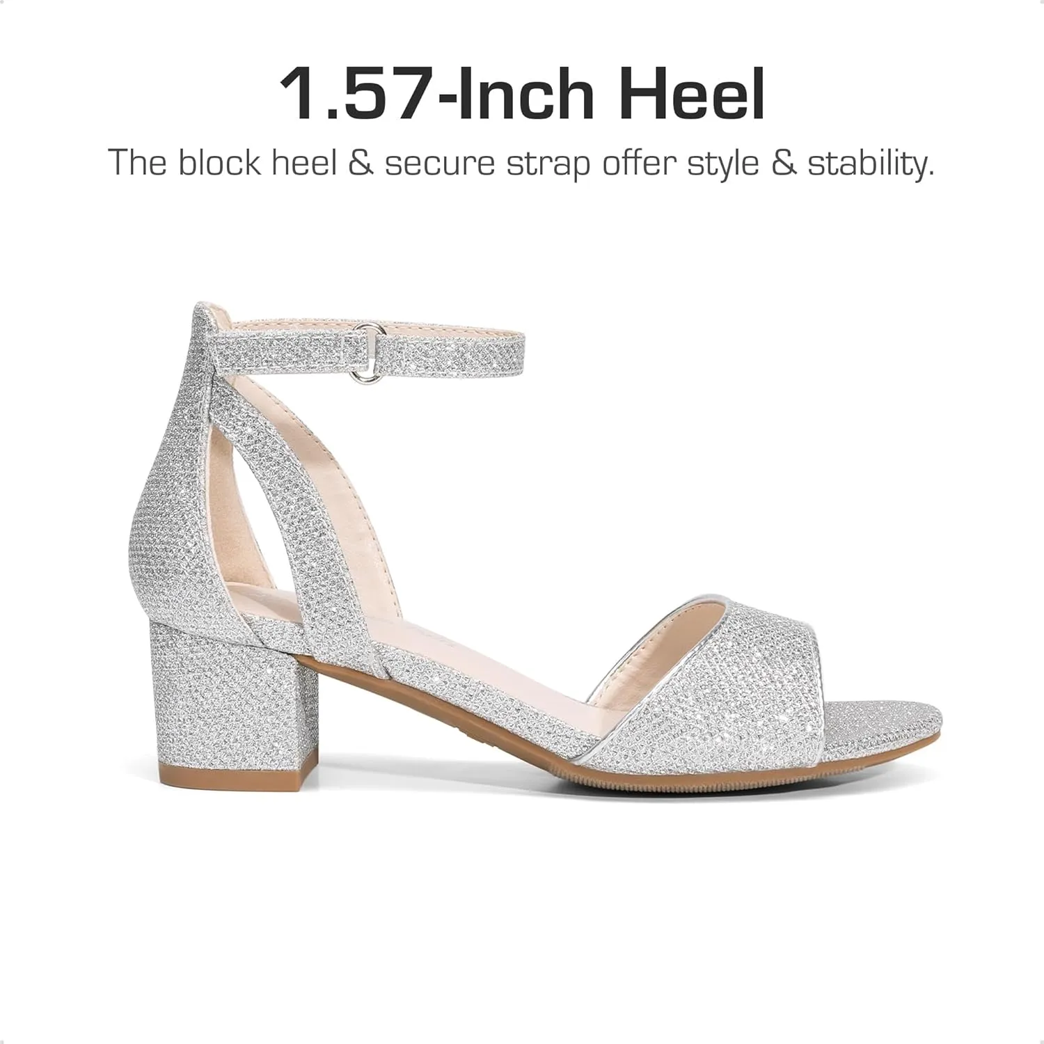 DREAM PAIRS Girls Sandals Chunky Pump Ankle Strap High Heels Dress Open Toe Flower Wedding Party for Little Big Kid