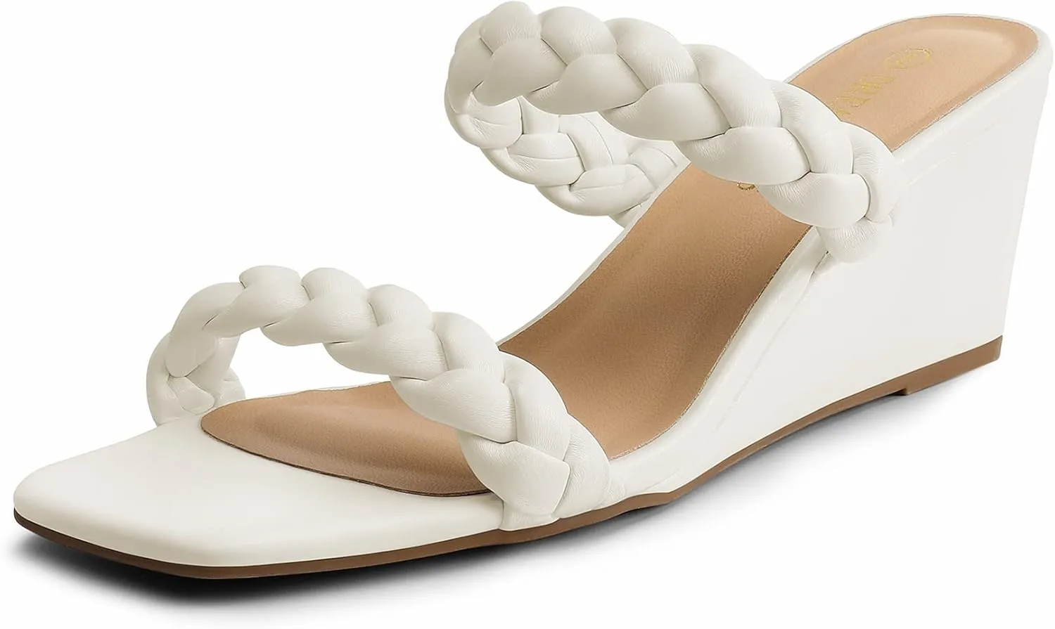 DREAM PAIRS Women Slides Wedge Sandals Square Open Toe Dress Casual Strappy Shoes