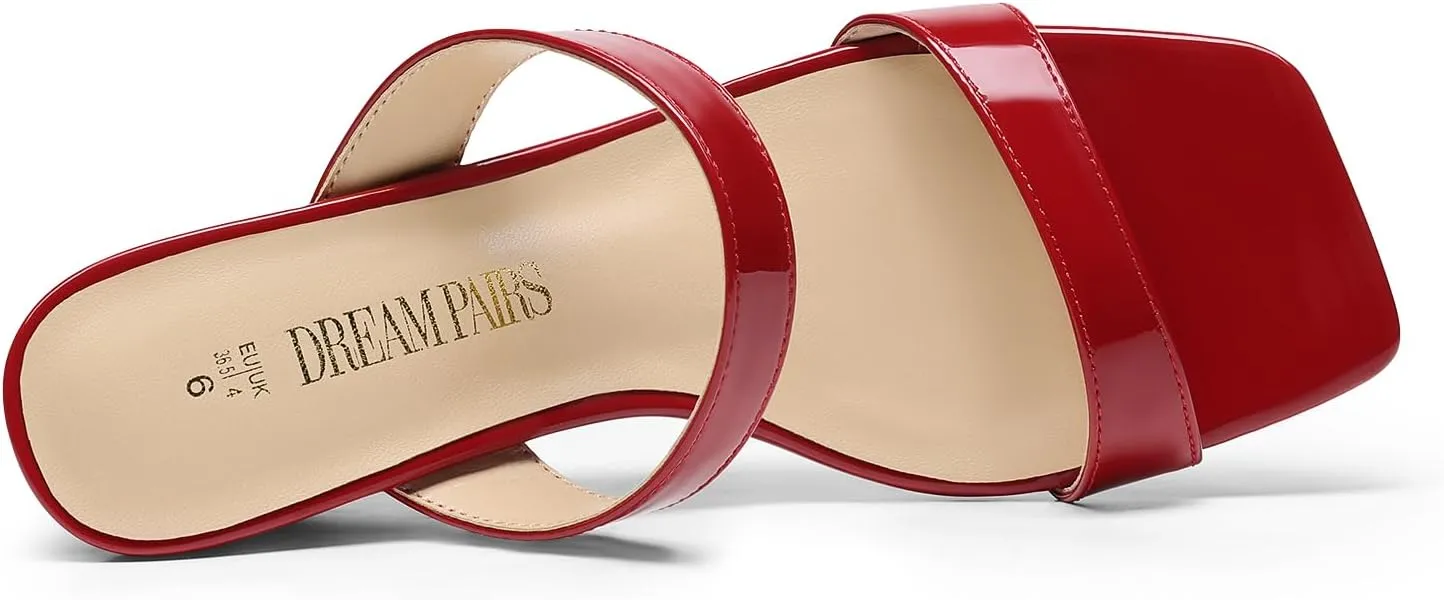 DREAM PAIRS Women Slides Wedge Sandals Square Open Toe Dress Casual Strappy Shoes