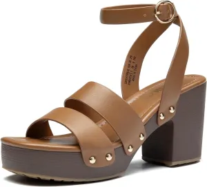 DREAM PAIRS Women's Chunky Platform Ankle Multi Strappy Heels Round Open Toe Summer Sandals
