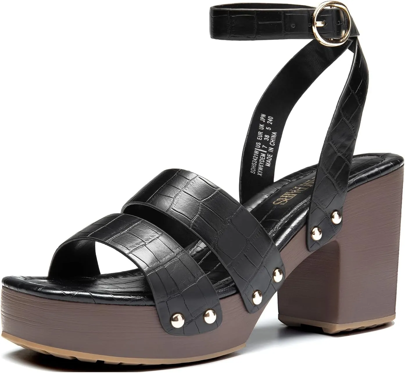 DREAM PAIRS Women's Chunky Platform Ankle Multi Strappy Heels Round Open Toe Summer Sandals
