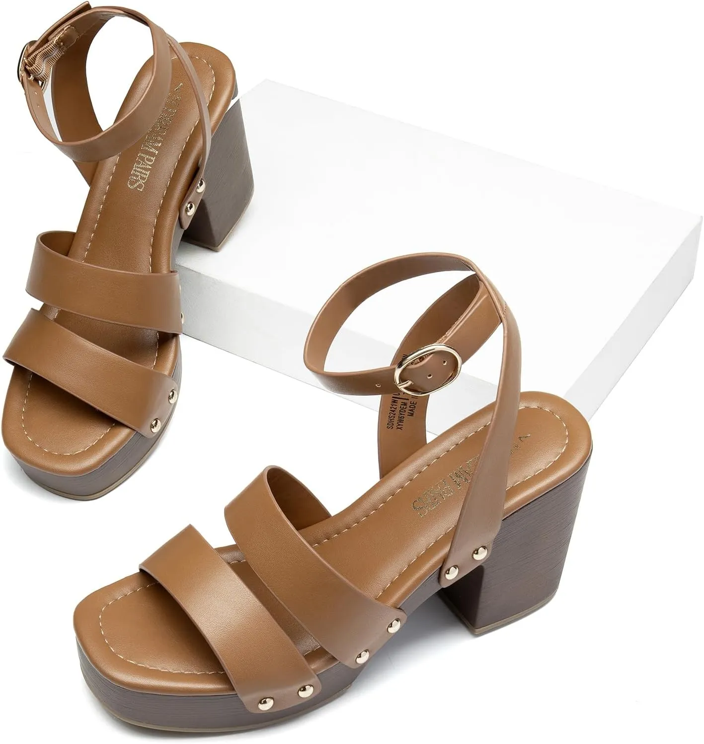 DREAM PAIRS Women's Chunky Platform Ankle Multi Strappy Heels Round Open Toe Summer Sandals
