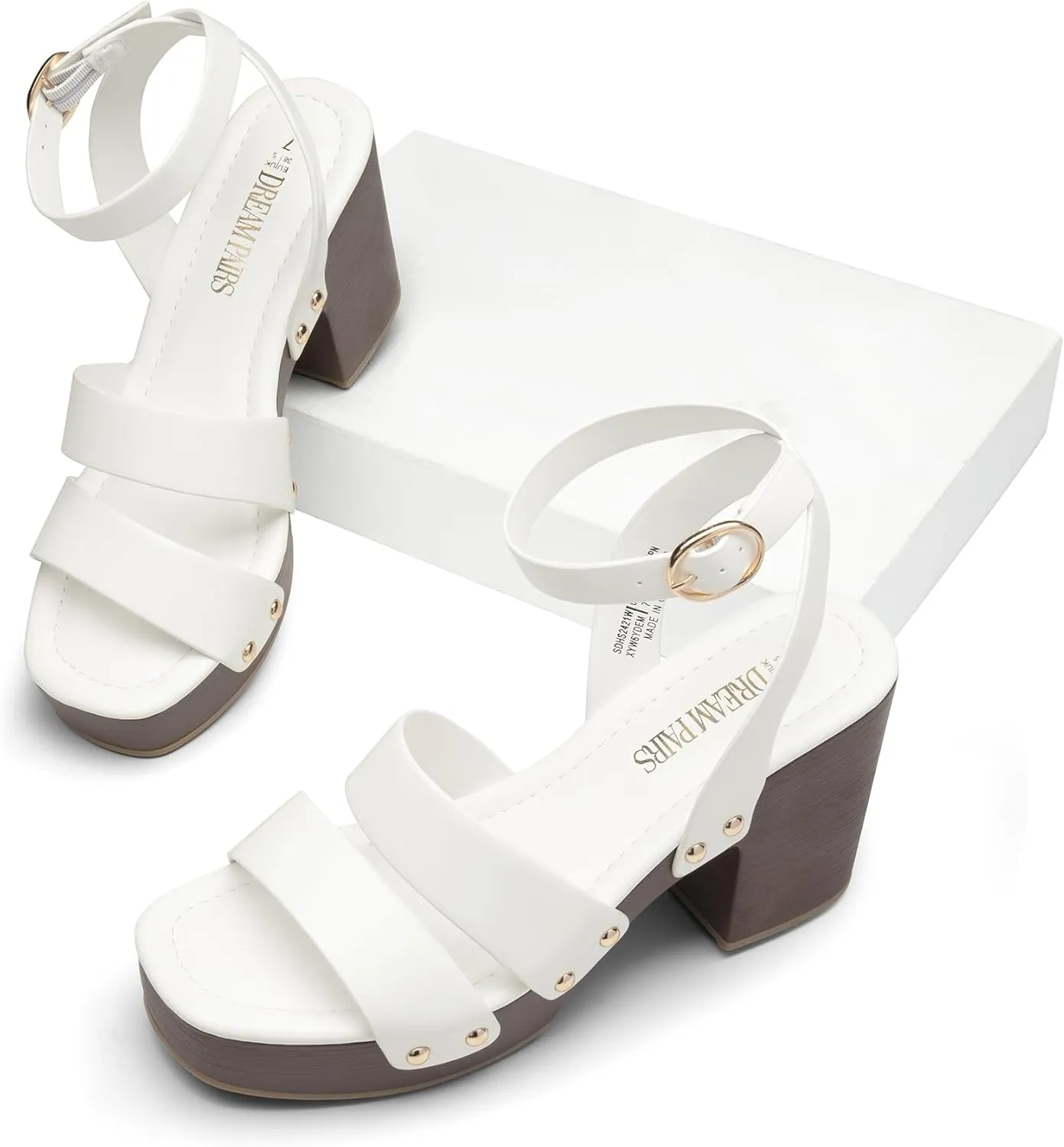 DREAM PAIRS Women's Chunky Platform Ankle Multi Strappy Heels Round Open Toe Summer Sandals