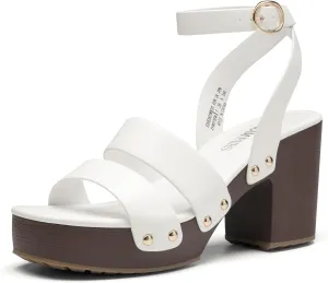 DREAM PAIRS Women's Chunky Platform Ankle Multi Strappy Heels Round Open Toe Summer Sandals
