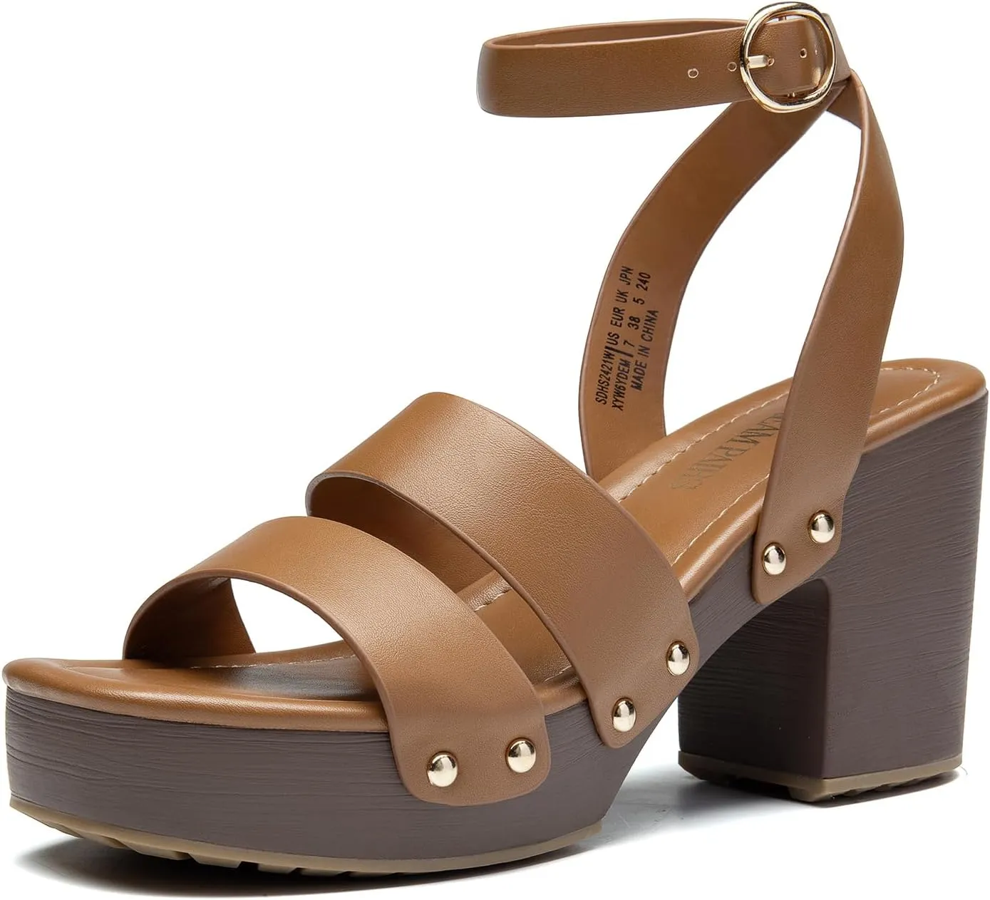 DREAM PAIRS Women's Chunky Platform Ankle Multi Strappy Heels Round Open Toe Summer Sandals