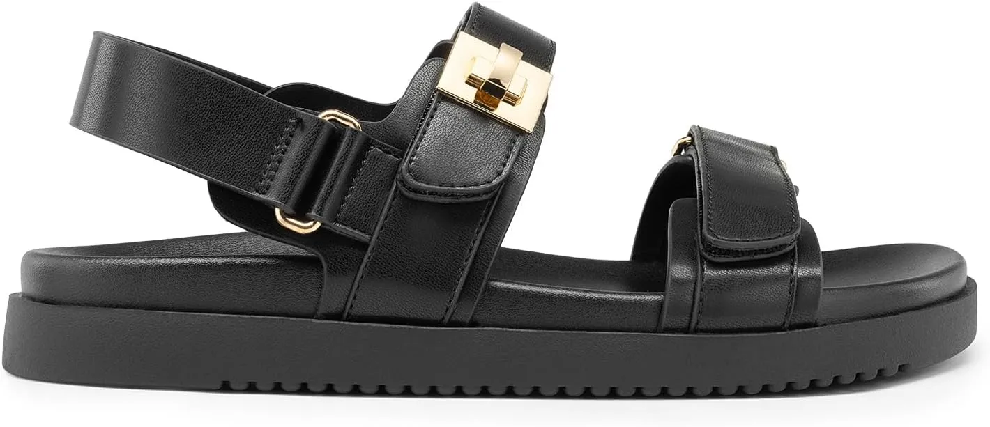 DREAM PAIRS Women's Comfortable Open Toe Flat Sandals Fashion One Band Summer Dessy Sandals