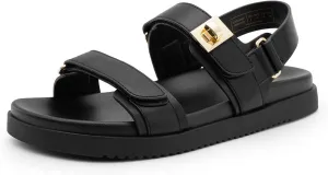 DREAM PAIRS Women's Comfortable Open Toe Flat Sandals Fashion One Band Summer Dessy Sandals