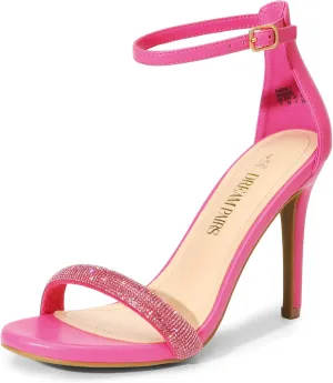DREAM PAIRS Women's High Heels Flower Ankle Strap Stilettos Round Open Toe Dressy Sexy Sandals