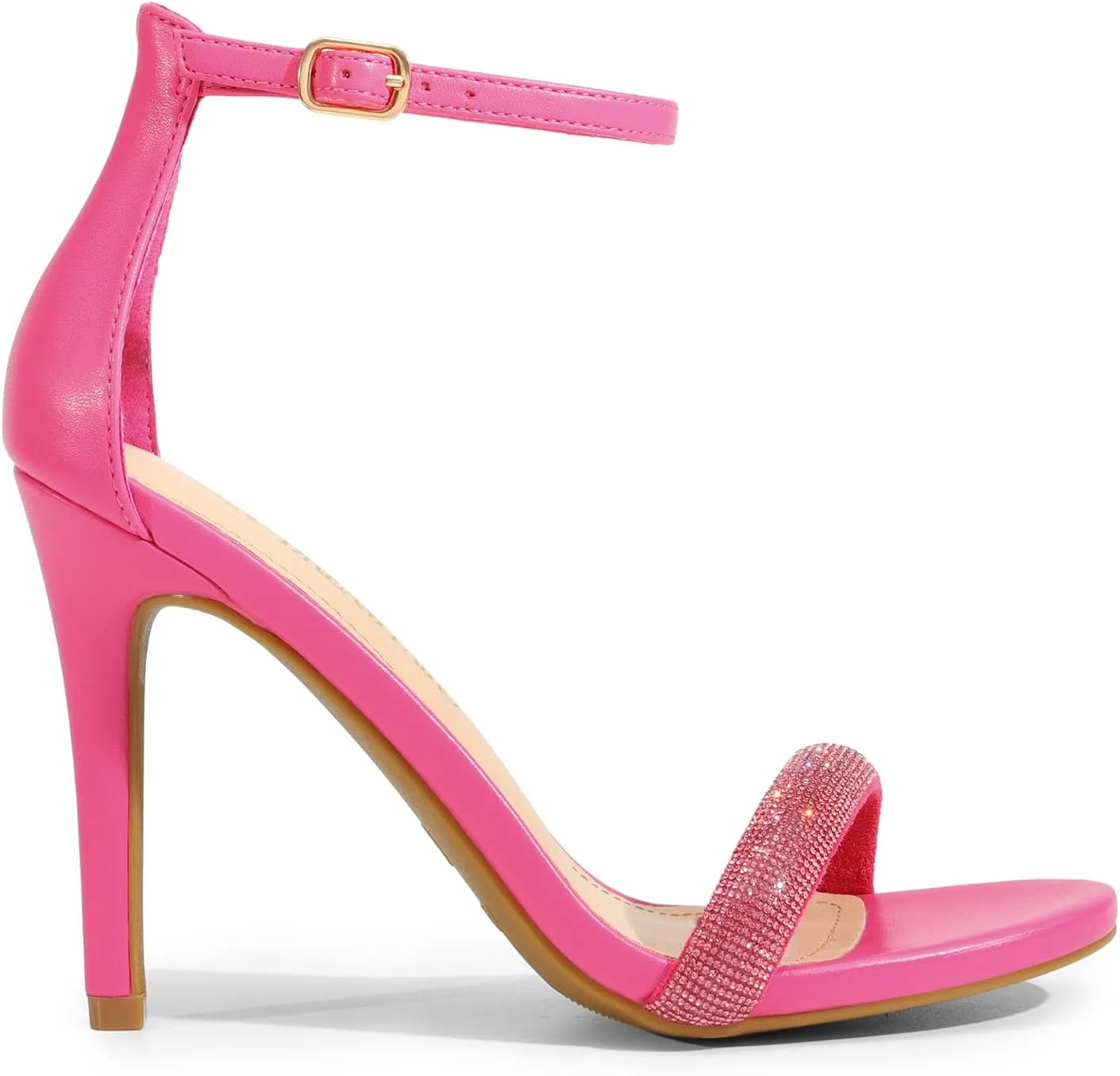 DREAM PAIRS Women's High Heels Flower Ankle Strap Stilettos Round Open Toe Dressy Sexy Sandals
