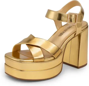 DREAM PAIRS Women's Platform Chunky Heels Square Open Toe Ankle Strap High Heeled Sandals Y2K Shoes for Party Brunch