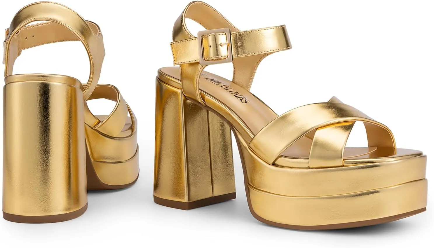 DREAM PAIRS Women's Platform Chunky Heels Square Open Toe Ankle Strap High Heeled Sandals Y2K Shoes for Party Brunch