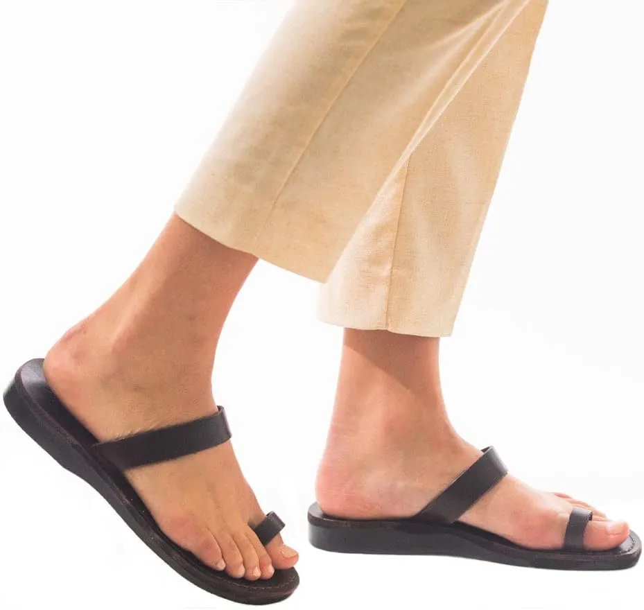 Eden - Leather Toe Ring Minimalist Sandal - Womens Sandals