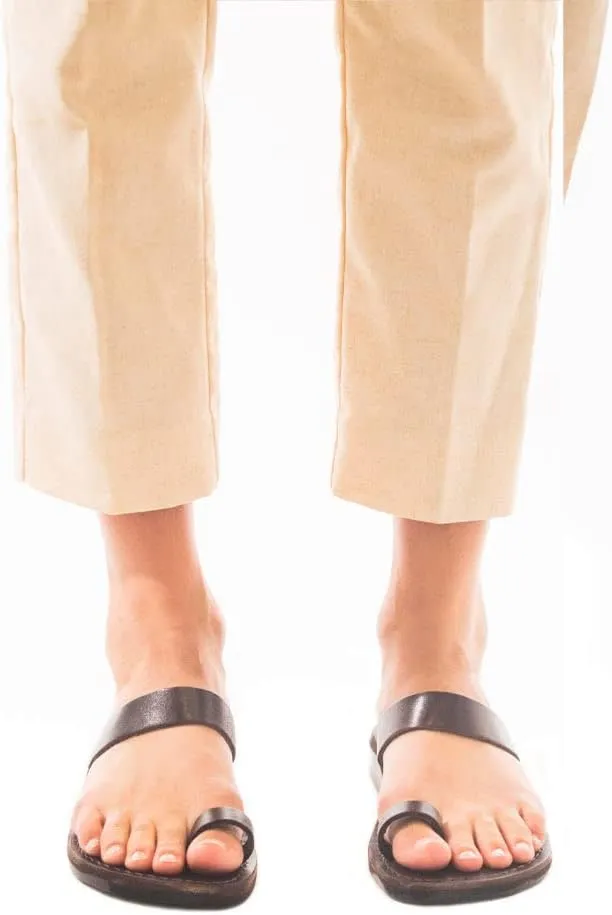 Eden - Leather Toe Ring Minimalist Sandal - Womens Sandals