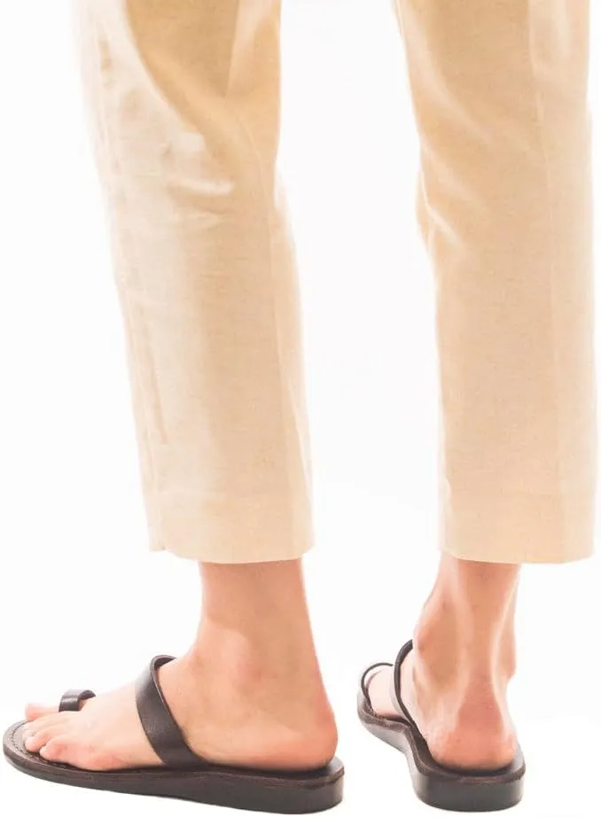 Eden - Leather Toe Ring Minimalist Sandal - Womens Sandals