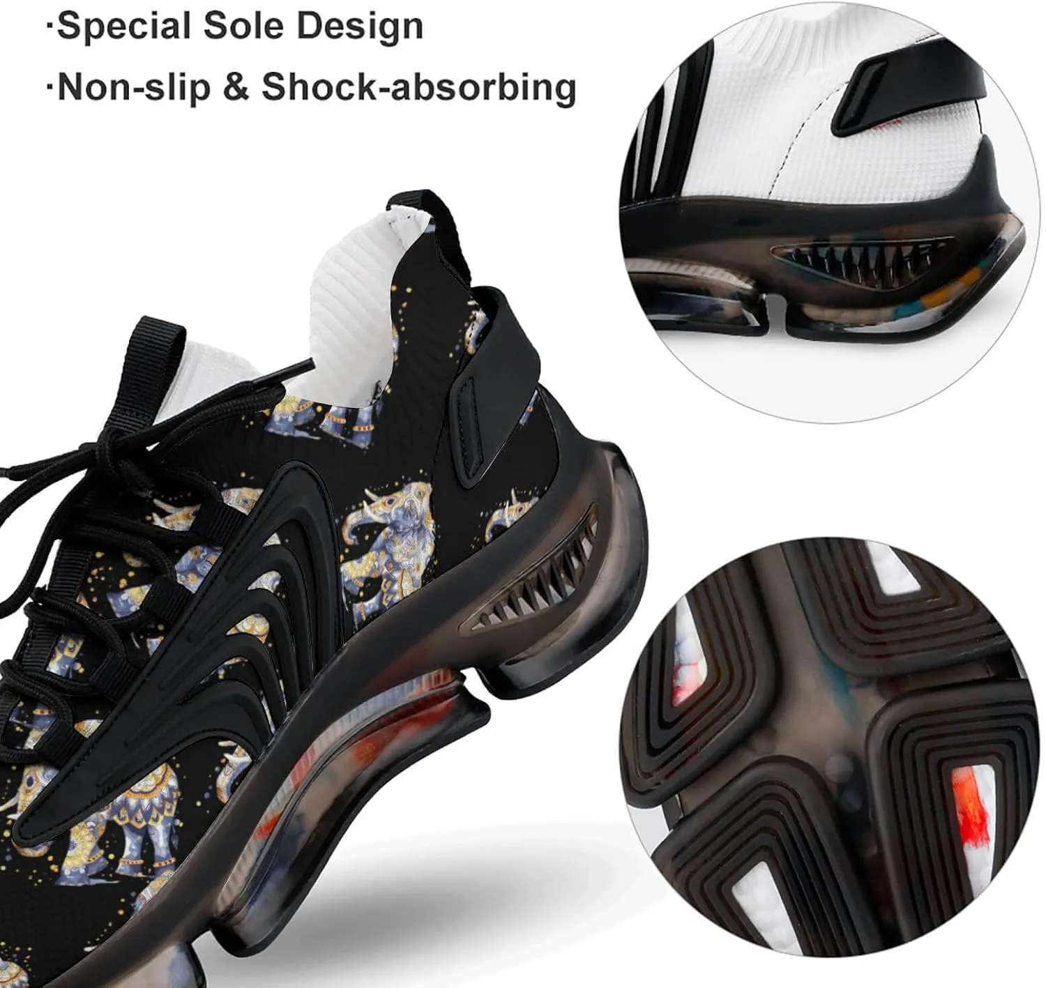 Elephant Boho Pattern Men's Tennis Shoes Fashion Athletic Sneakers for Sport Walking Running Workout