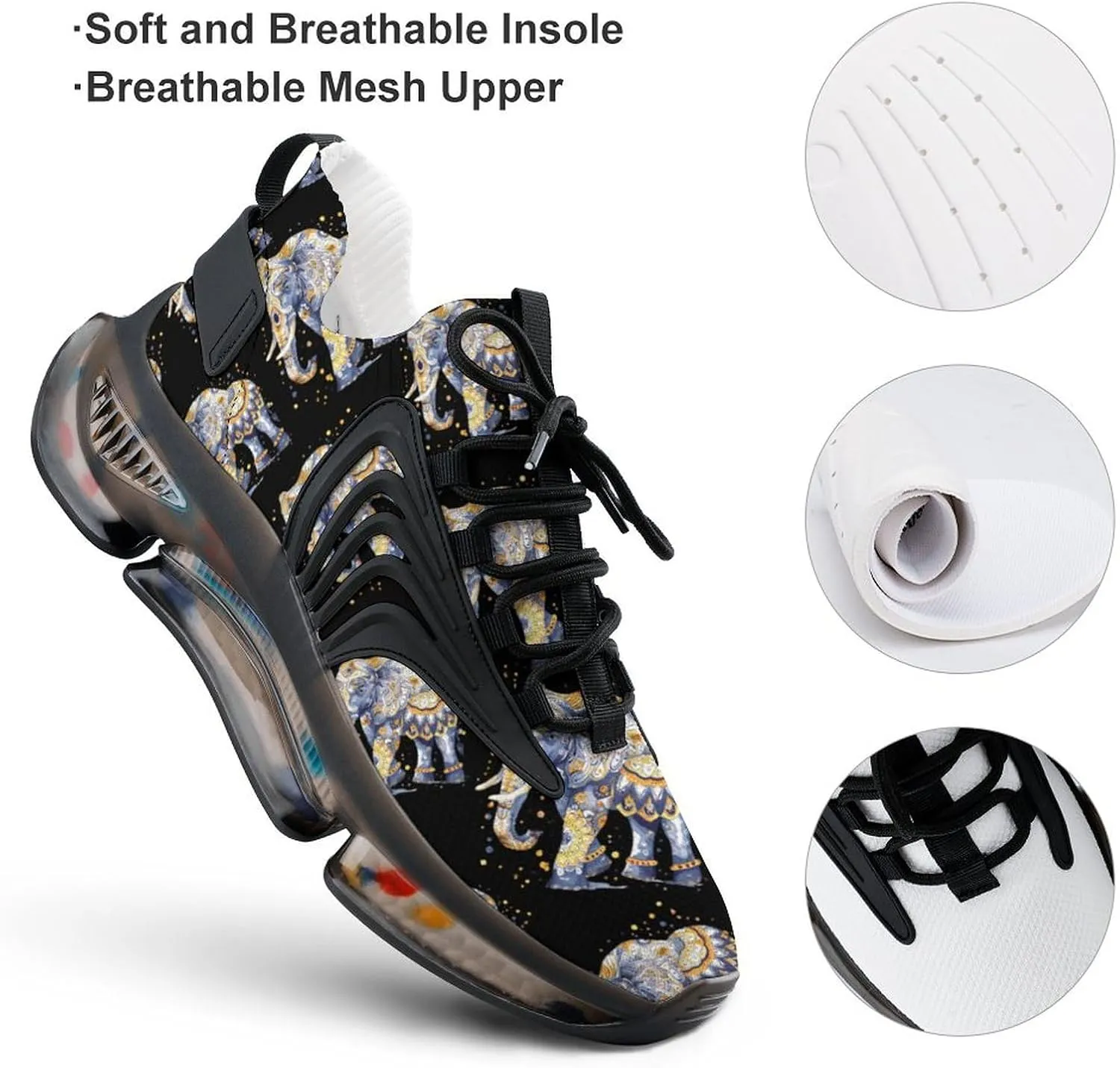 Elephant Boho Pattern Men's Tennis Shoes Fashion Athletic Sneakers for Sport Walking Running Workout