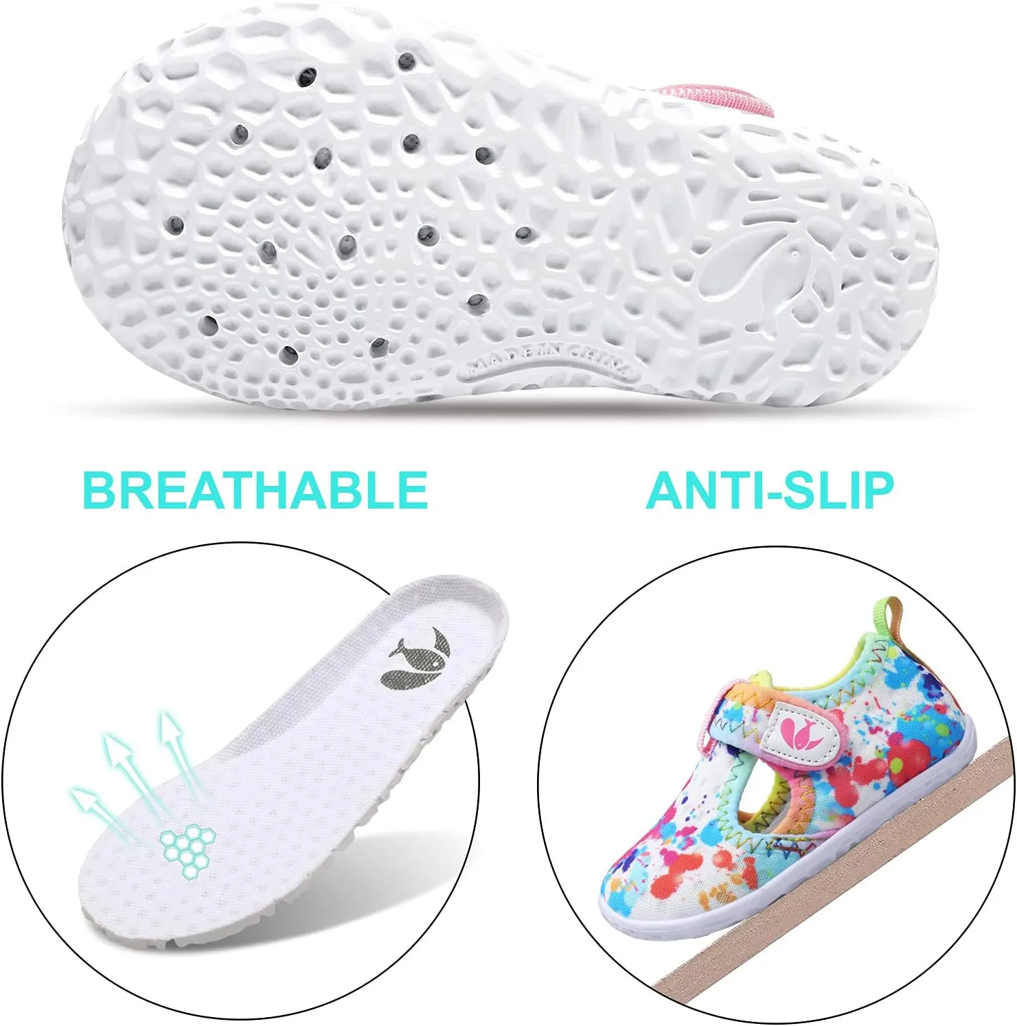 FEETCITY Boys Girls Water Shoes Kids Aqua Socks Quick Dry Barefoot for Beach Swimming Pool