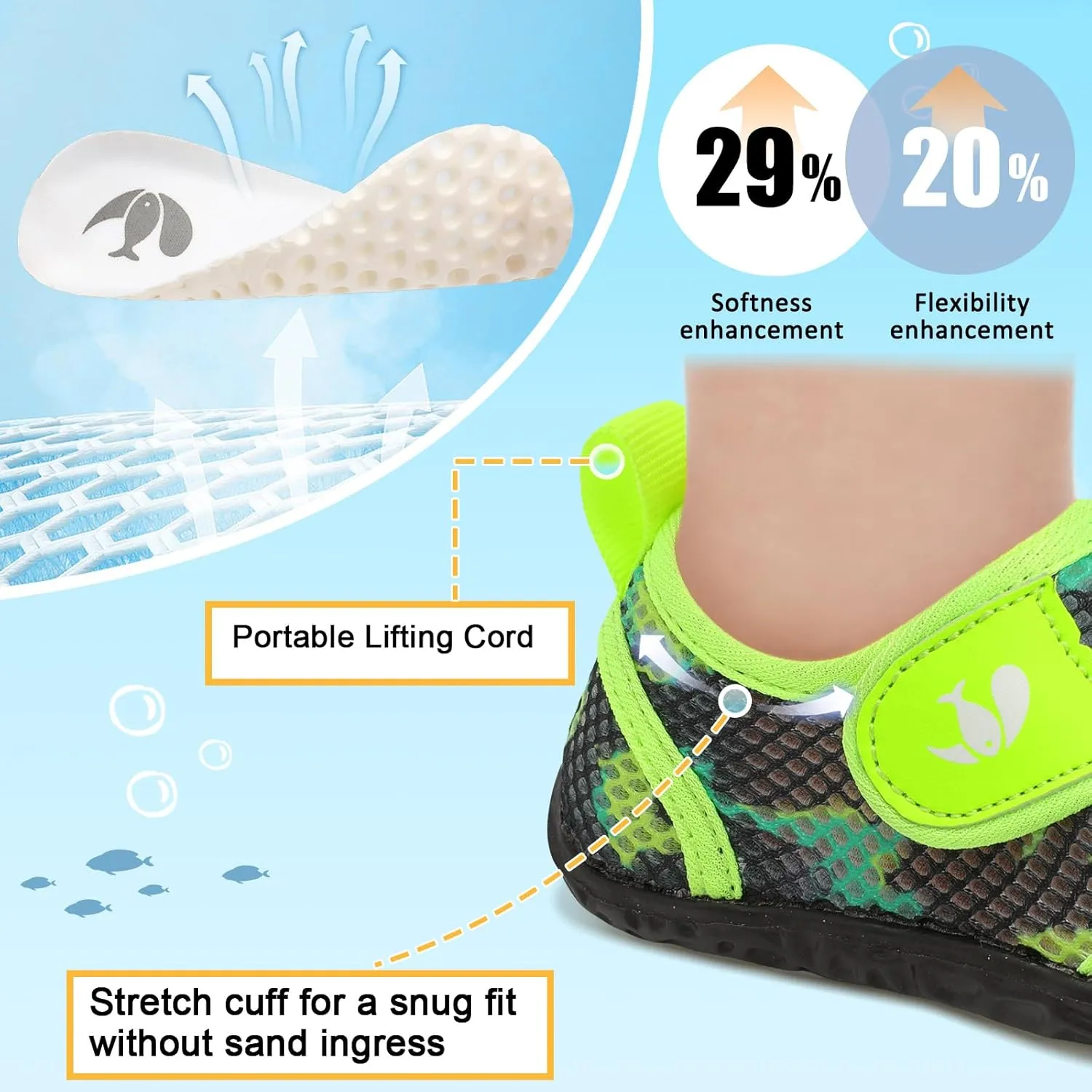 FEETCITY Toddler Water Shoes Boys Girls Swim Shoes Quick Dry Kids Aqua Socks Barefoot for Beach Swimming Pool