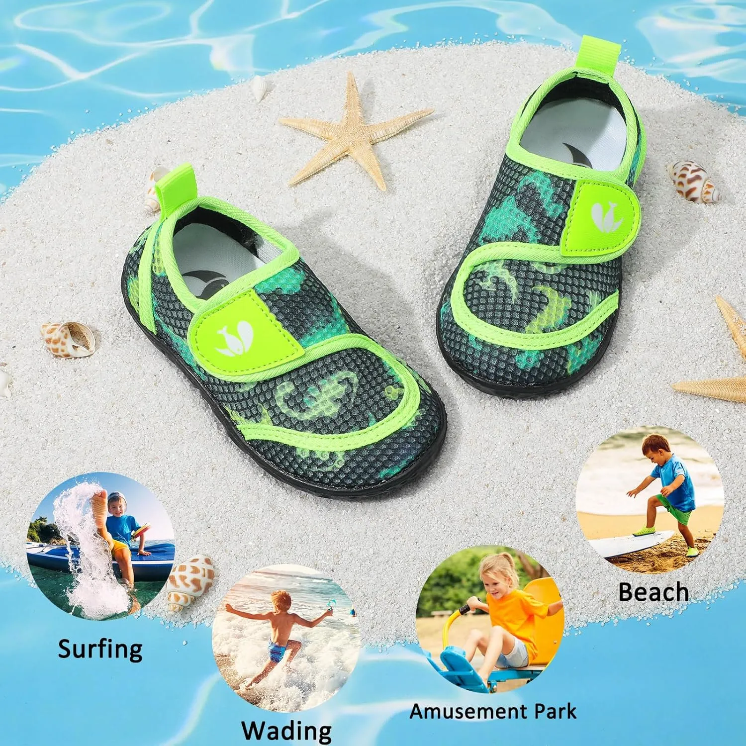 FEETCITY Toddler Water Shoes Boys Girls Swim Shoes Quick Dry Kids Aqua Socks Barefoot for Beach Swimming Pool