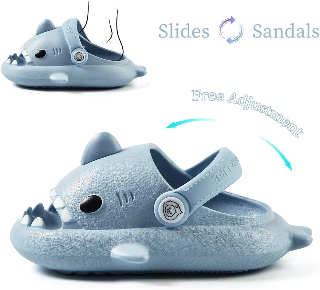 Fiedaz Toddler Cloud Shark Slides for Kids Boys Girls Pillow Slippers Cute Cartoon Slip-on Sandals Non-slip Beach Pool Home Slides