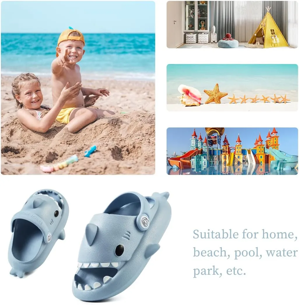 Fiedaz Toddler Cloud Shark Slides for Kids Boys Girls Pillow Slippers Cute Cartoon Slip-on Sandals Non-slip Beach Pool Home Slides