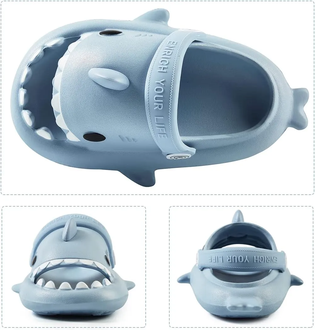 Fiedaz Toddler Cloud Shark Slides for Kids Boys Girls Pillow Slippers Cute Cartoon Slip-on Sandals Non-slip Beach Pool Home Slides