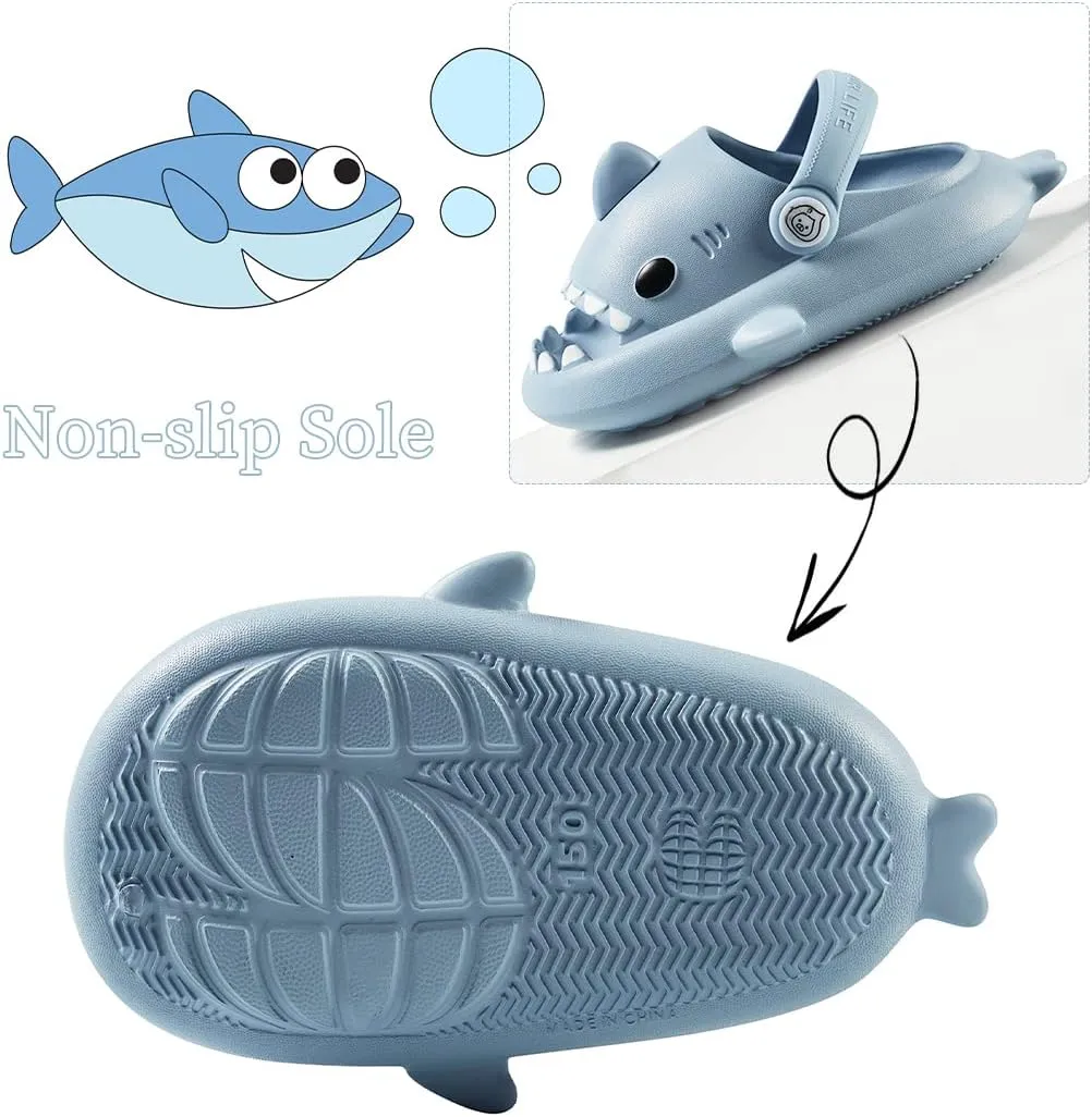 Fiedaz Toddler Cloud Shark Slides for Kids Boys Girls Pillow Slippers Cute Cartoon Slip-on Sandals Non-slip Beach Pool Home Slides