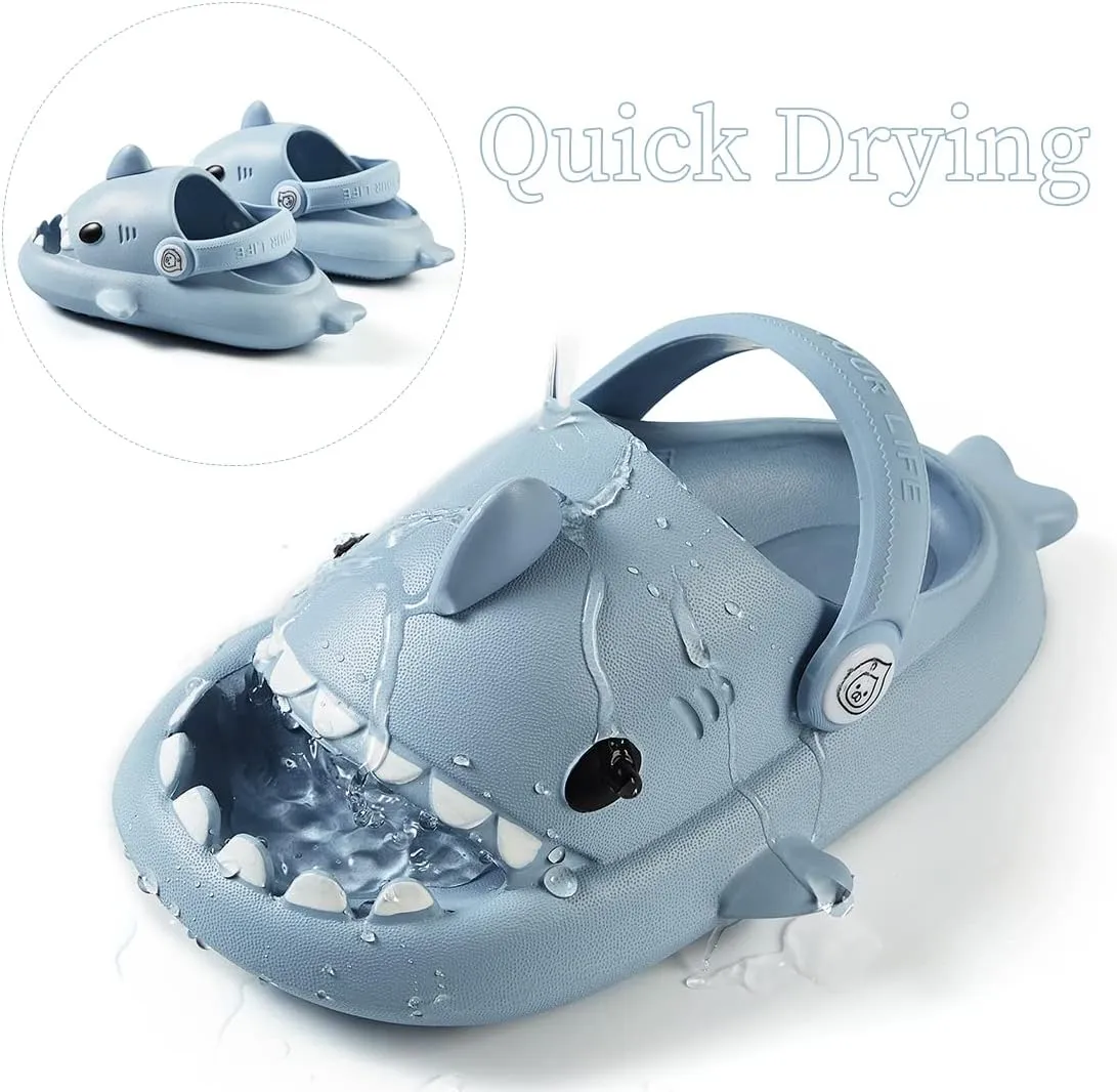 Fiedaz Toddler Cloud Shark Slides for Kids Boys Girls Pillow Slippers Cute Cartoon Slip-on Sandals Non-slip Beach Pool Home Slides
