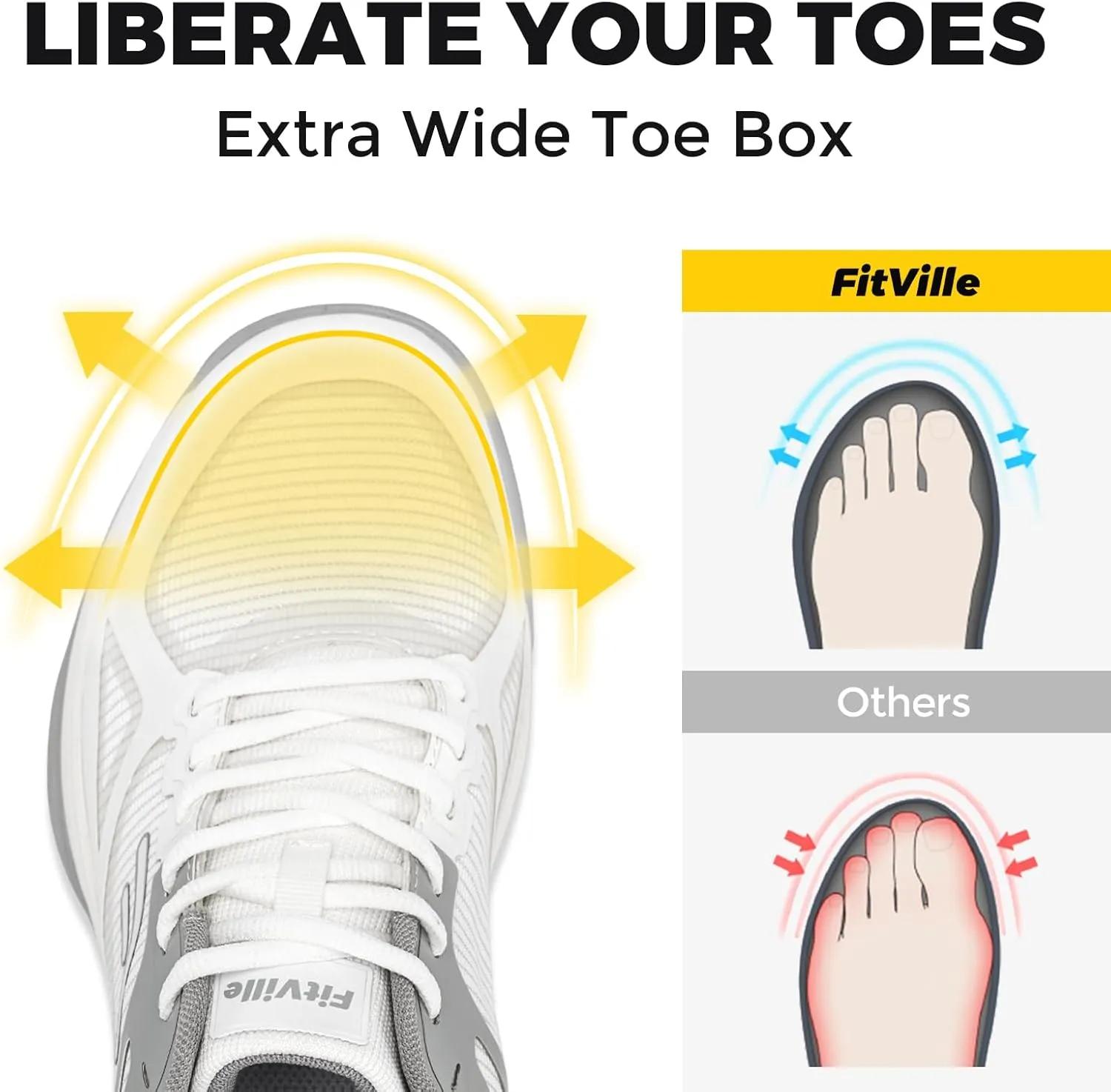 FitVille Extra Wide Pickleball Shoes for Men, All Court Tennis Sneakers Shoes with Arch Support