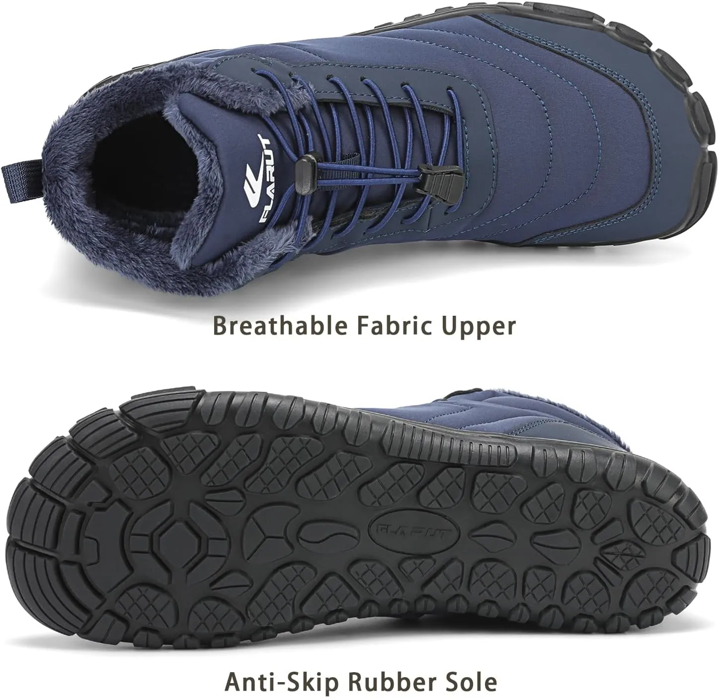 FLARUT Mens Womens Snow Boots Winter Shoes Warm Fur Waterproof Anti-Slip Outdoor Casual Ankle Sneakers