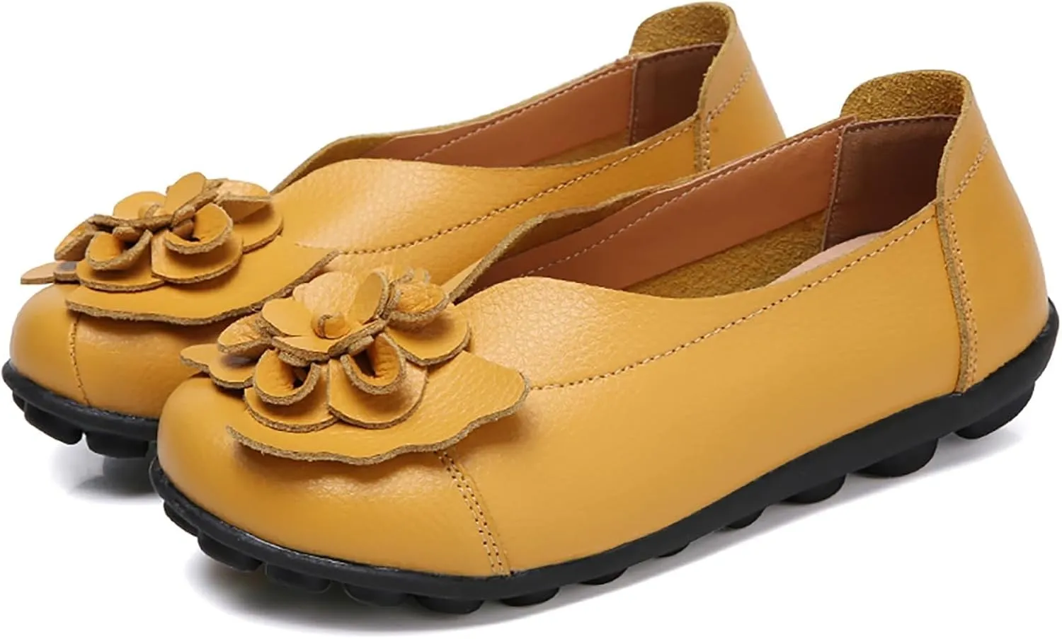 Flat Loafers for Women Comfortable Slip on Round Toe Slingback Soft Soles Moccasins with Flowers Walking Casual Dressy Lightweight Flat Shoes Nurse Driving Work Shoes Breathable Fashion Footwear