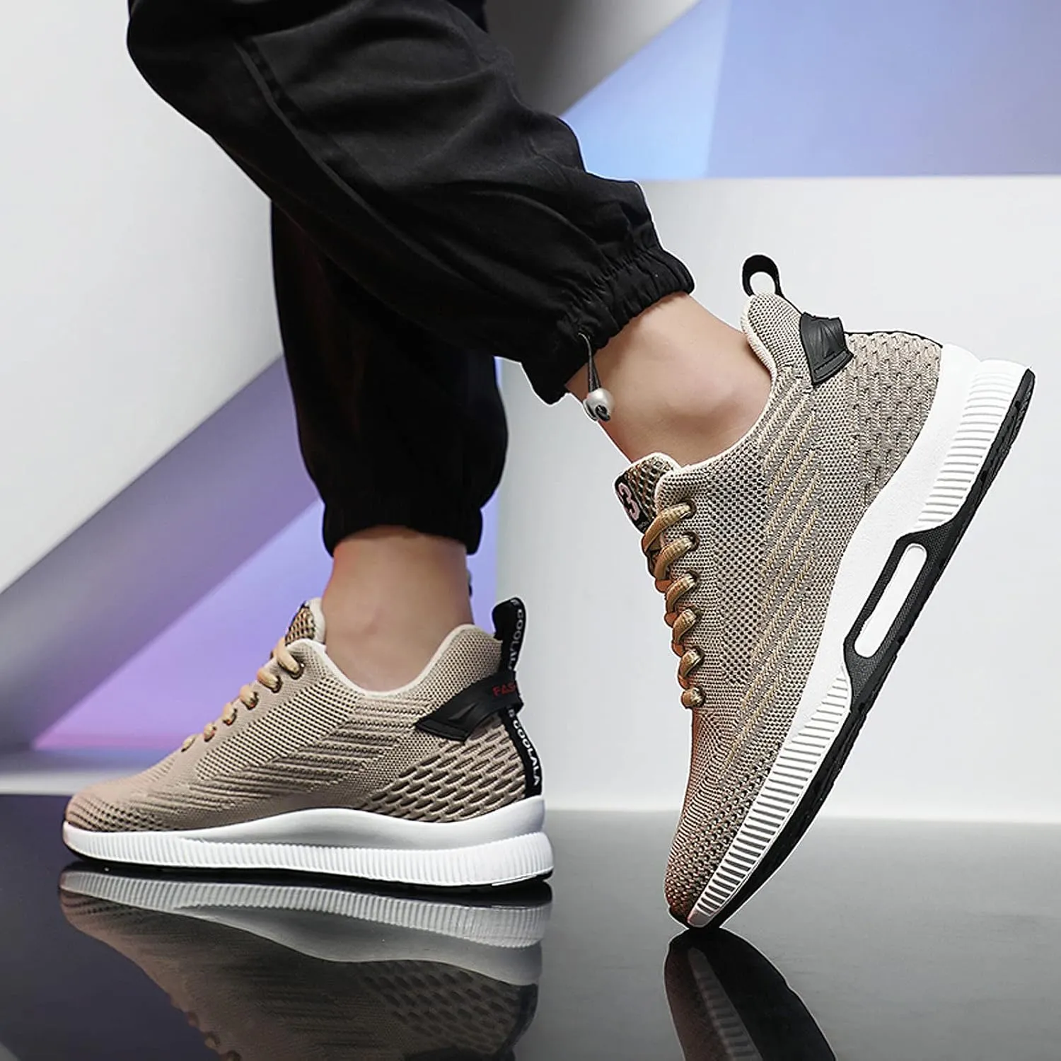 FLIOZY Elevator Sneakers 2.36 Inches Men's Invisible Height Increasing Elevator Shoes Lace up Sports Sneakers Casual Walking Shoes