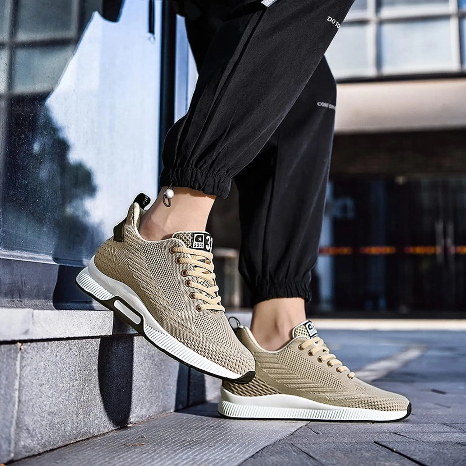 FLIOZY Elevator Sneakers 2.36 Inches Men's Invisible Height Increasing Elevator Shoes Lace up Sports Sneakers Casual Walking Shoes