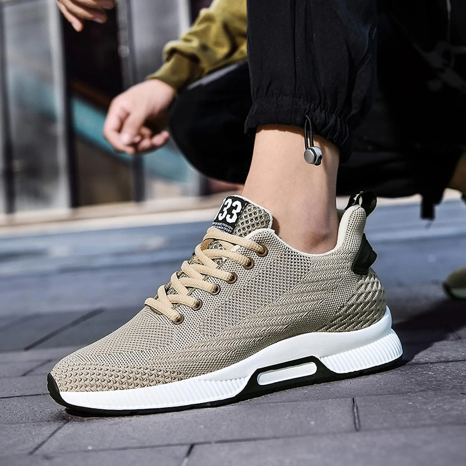 FLIOZY Elevator Sneakers 2.36 Inches Men's Invisible Height Increasing Elevator Shoes Lace up Sports Sneakers Casual Walking Shoes
