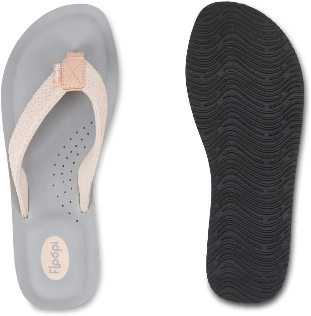 Floopi Flip Flops for Women Casual Thong Womens Sandals Comfort Heel Cushion, Ladies Beach Sandals with Indoor & Outdoor Anti Skid Soles