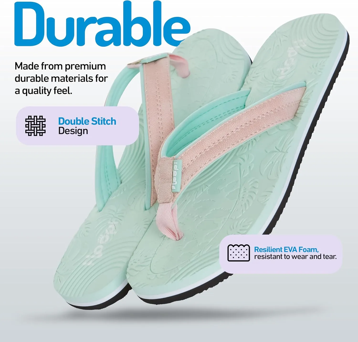 Floopi Flip Flops for Women Durable EVA Floral Textured Sandals Ladies Beach Sandals with Indoor & Outdoor Anti Skid Soles