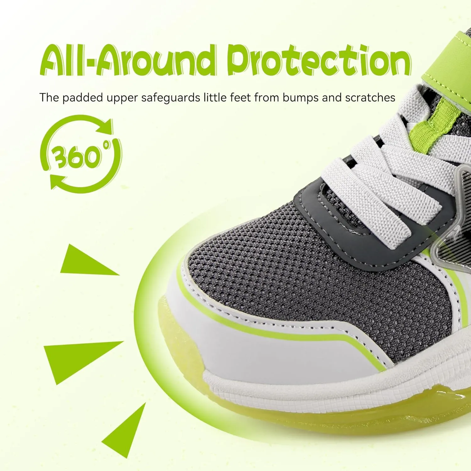 Floranate Little Kids Light Up Shoes for Girls Boys Tennis Sneakers with Switch Strap Walking Shoes Athletic Footwear Toddler Size 10 to Size 2 Lightweight
